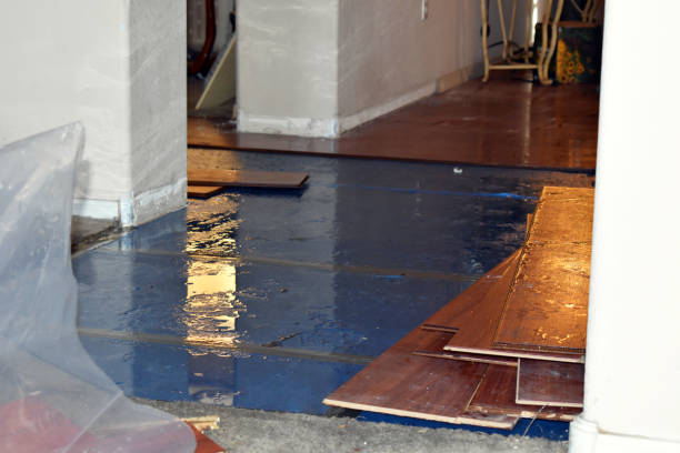 Professional Water Damage Restoration technician working in Helena, OK